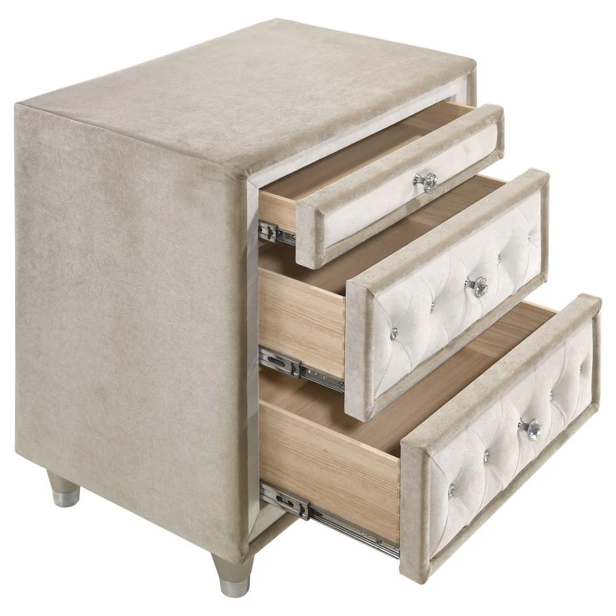 Antonella - Upholstered 3-Drawer Nightstand - Image 3