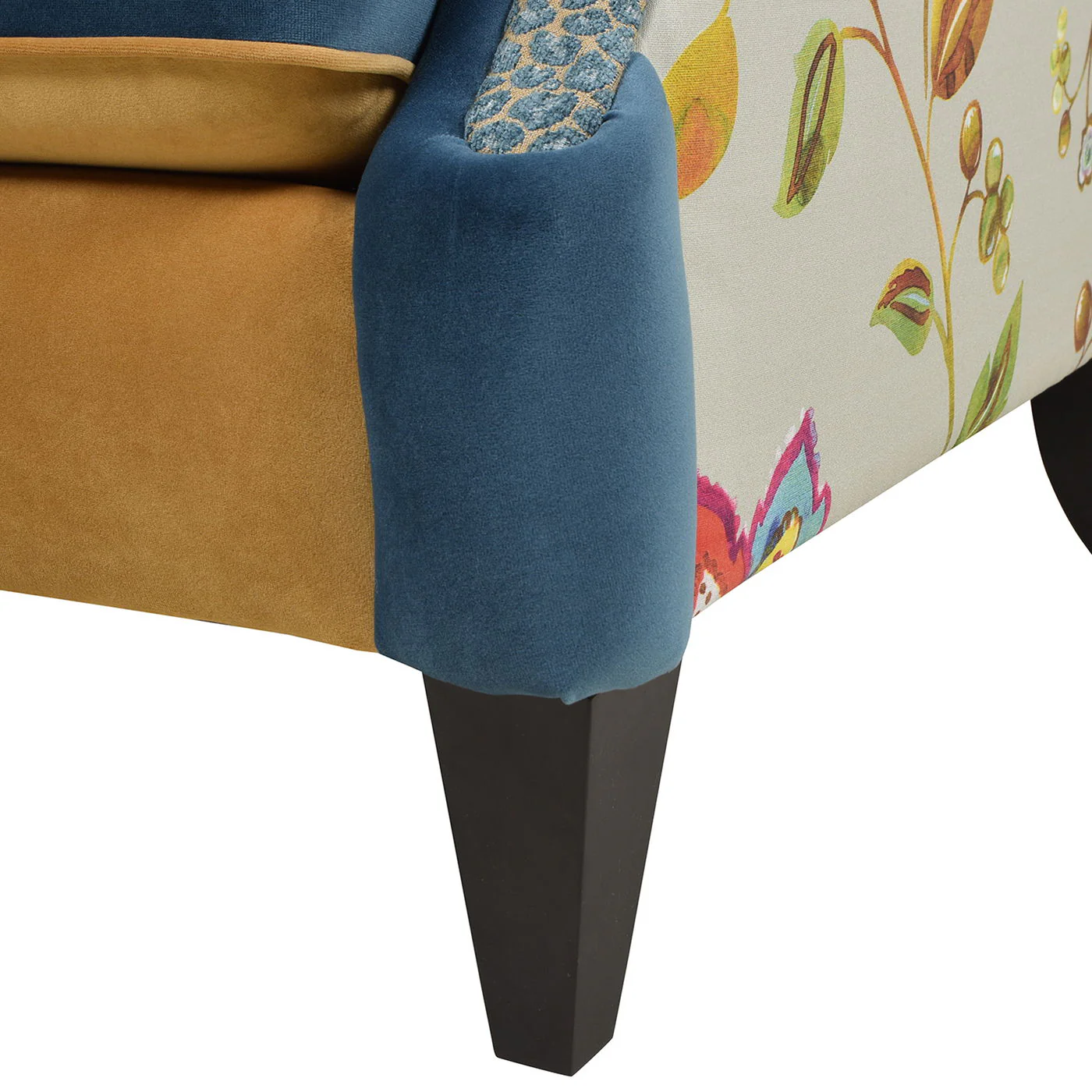 Anya - Boho Chic Wingback Accent Arm Chair - Floral / Leopard / Blue Teal / Yellow Gold - Image 7