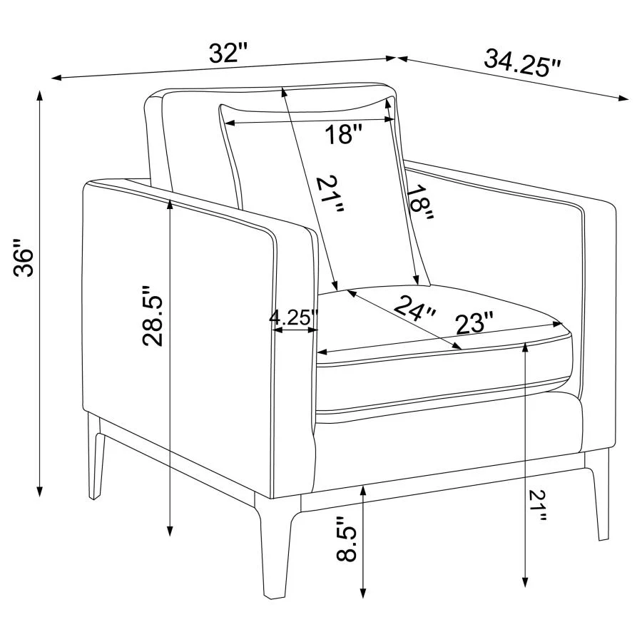 Apperson - Upholstered Track Arm Accent Chair - Light Gray - Image 11