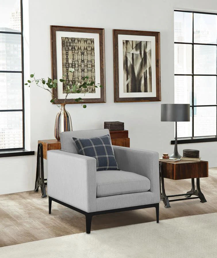Apperson - Upholstered Track Arm Accent Chair - Light Gray - Image 2