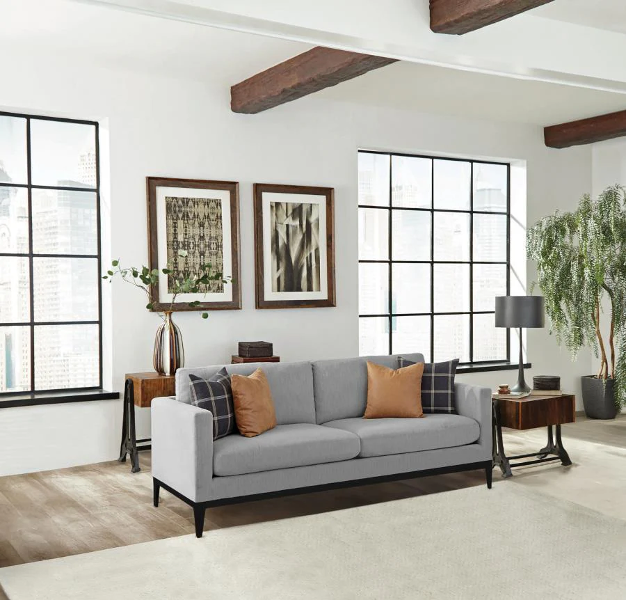Apperson - Upholstered Track Arm Sofa - Light Gray - Image 2