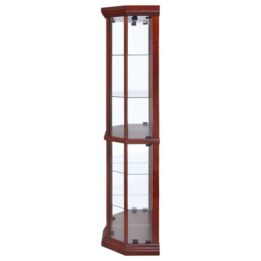Appledale - 6-Shelf Corner Curio Display Cabinet - Medium Brown - Image 5
