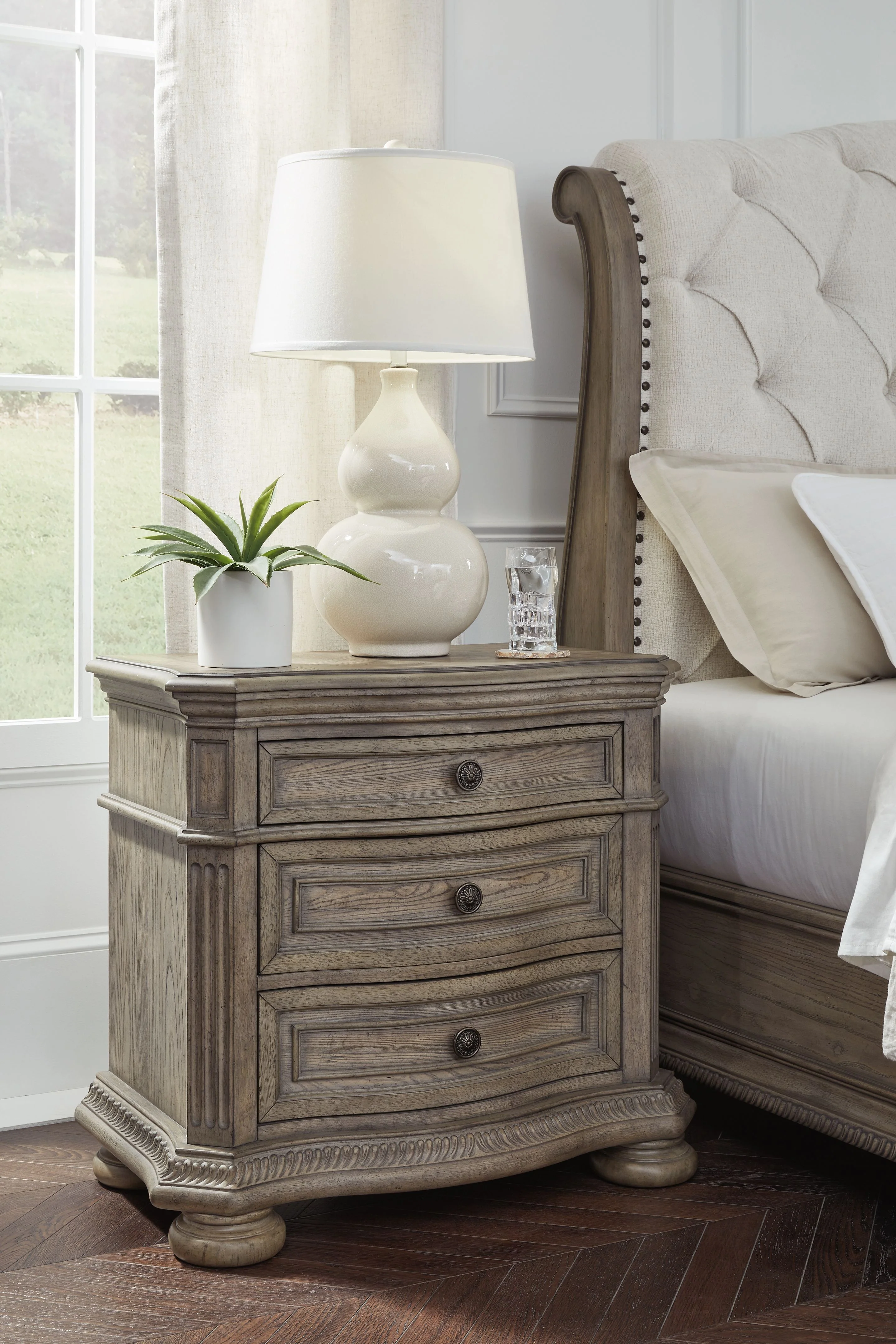 Ardenfield - Three Drawer Night Stand - Light Brown - Image 8
