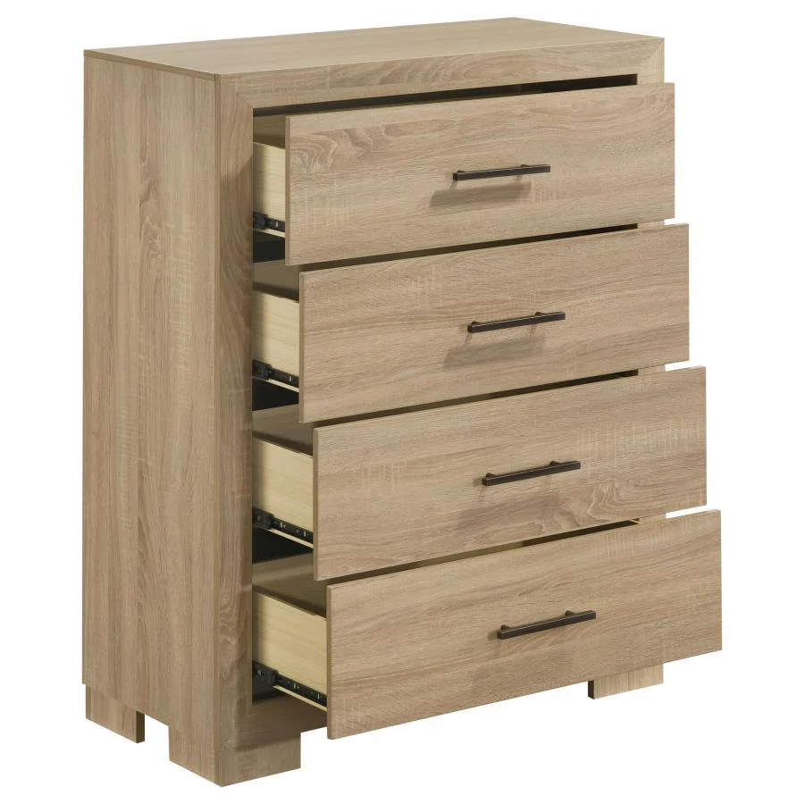 Arielle - 4-Drawer Bedroom Chest Of Drawers - Light Oak - Image 7