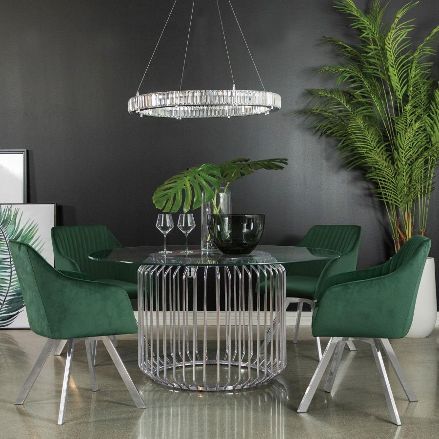 Arika Velvet Upholstered Swivel Dining Arm Chair Green - Image 8