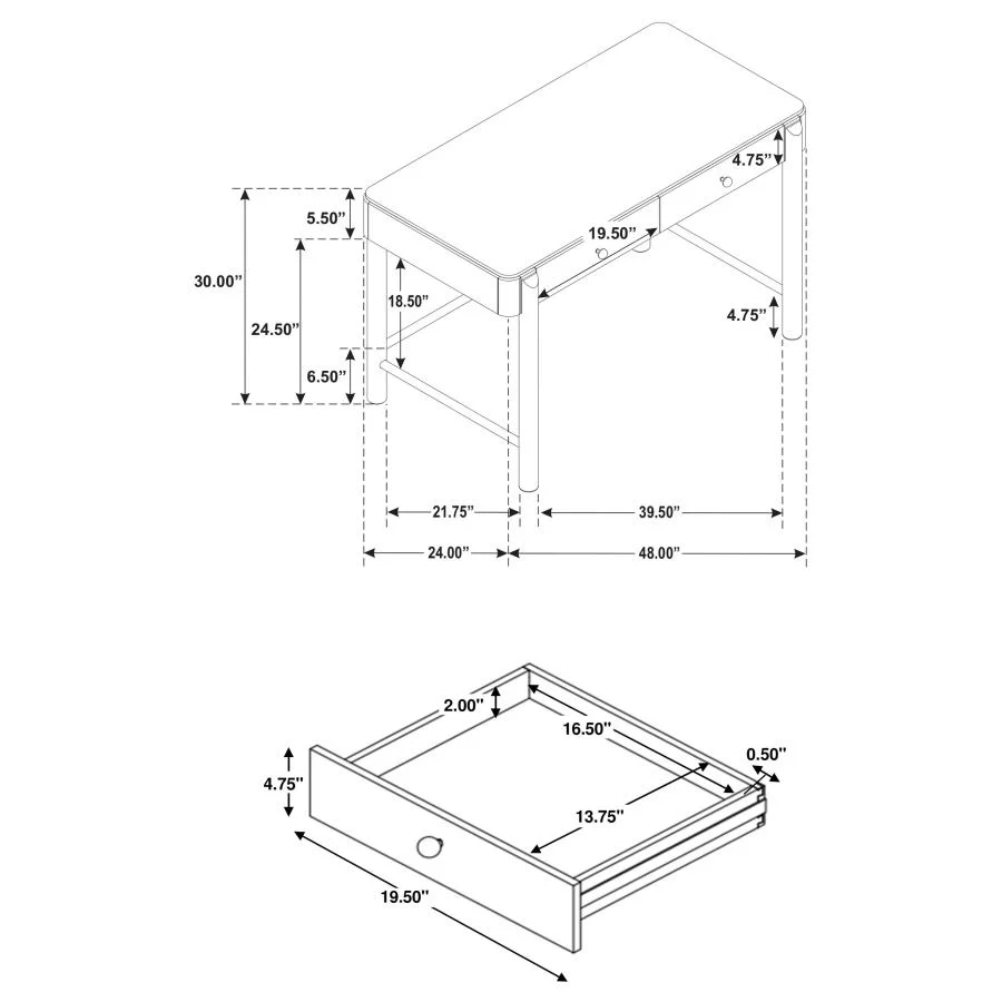 Arini - 2-Drawer Vanity Desk Makeup Table - Image 17