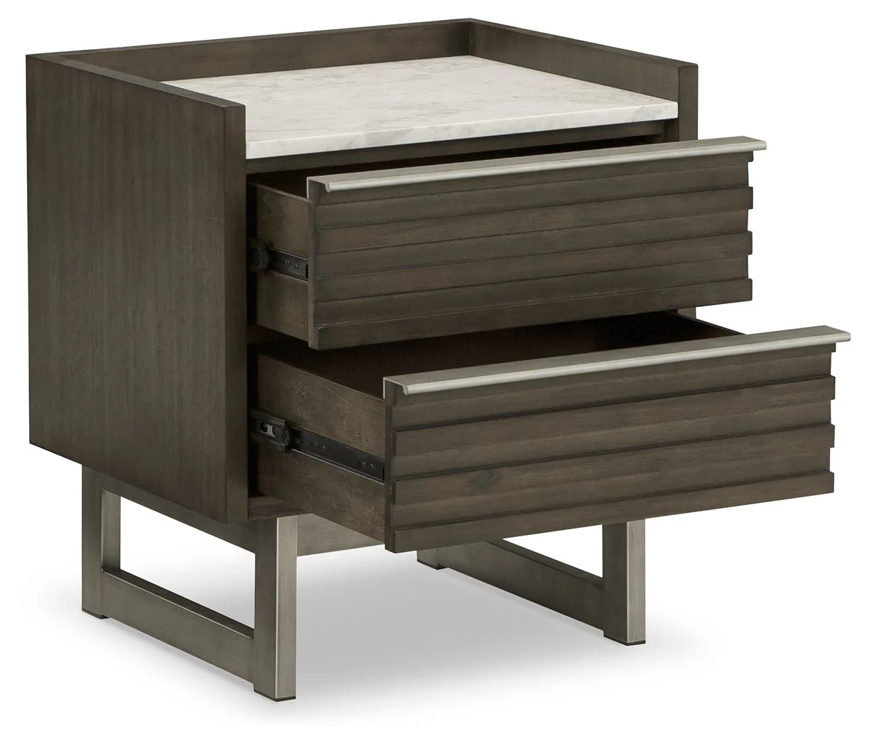 Arkenton - Two Drawer Night Stand - Grayish Brown / White - Image 4