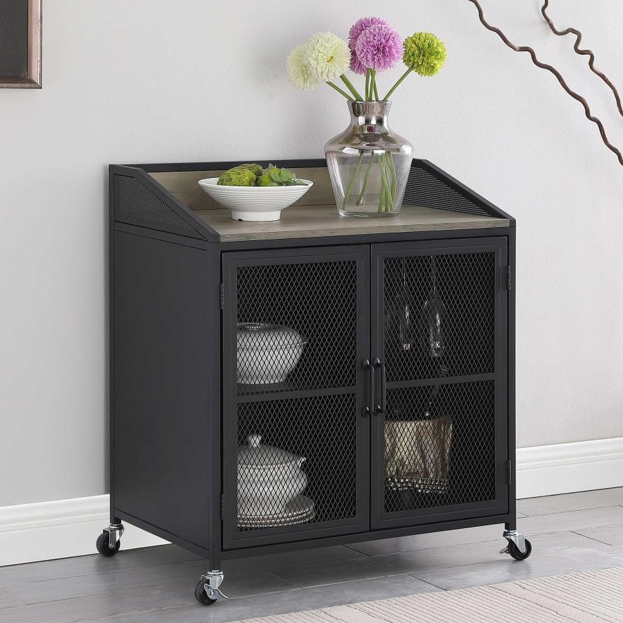 Arlette - 2 Door Mobile Home Bar Wine Cabinet - Sandy Black - Image 2