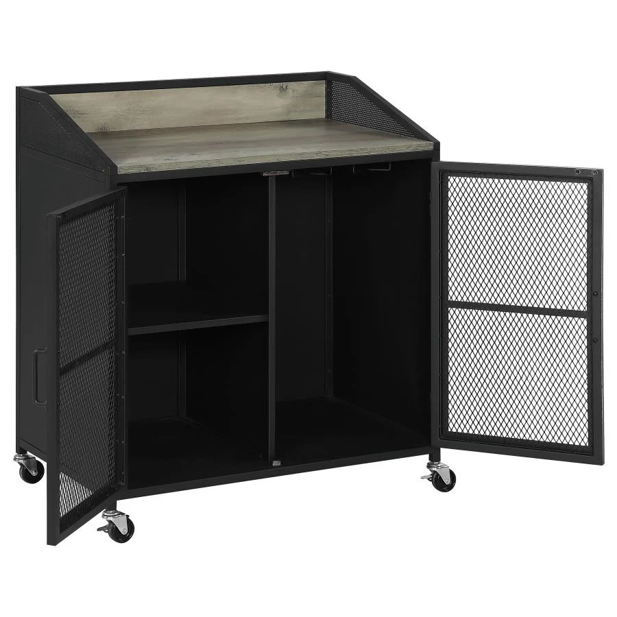 Arlette - 2 Door Mobile Home Bar Wine Cabinet - Sandy Black - Image 3