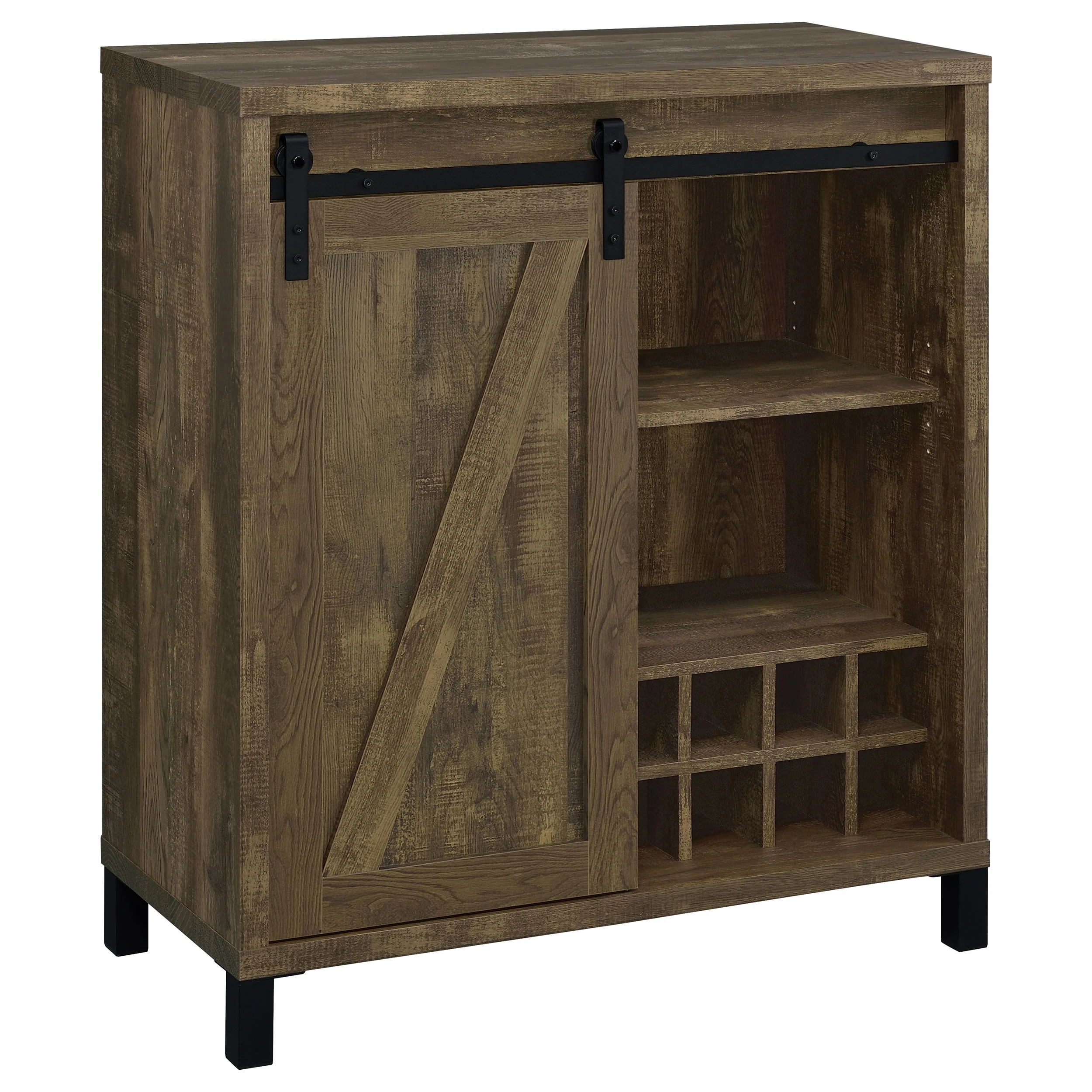 Arlington - Sliding Door Home Bar Wine Cabinet - Rustic Oak - Image 10