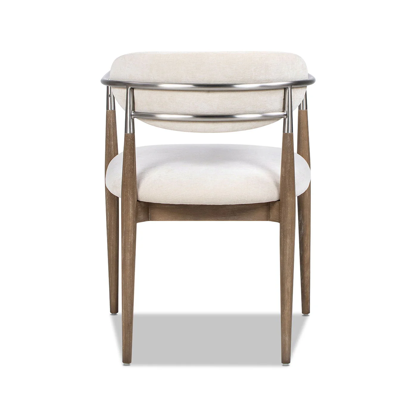 Artemis - Mixed Material Upholstered Dining Arm Chair - Warm White - Image 2