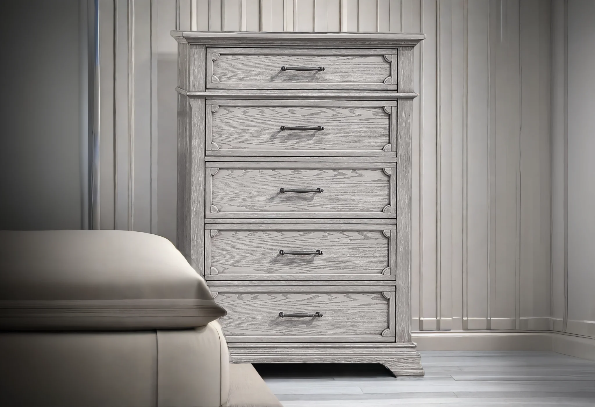 Artesian Weathered Gray 5-Drawer Chest with Dovetail Drawers - Image 4