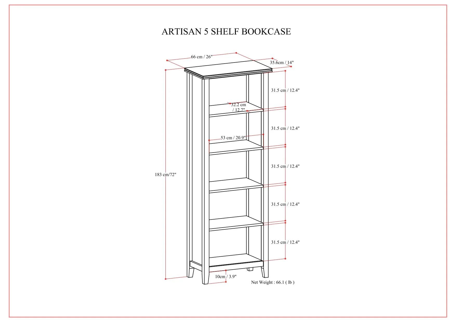 Artisan - 5 Shelf Bookcase, Handcrafted - Image 15