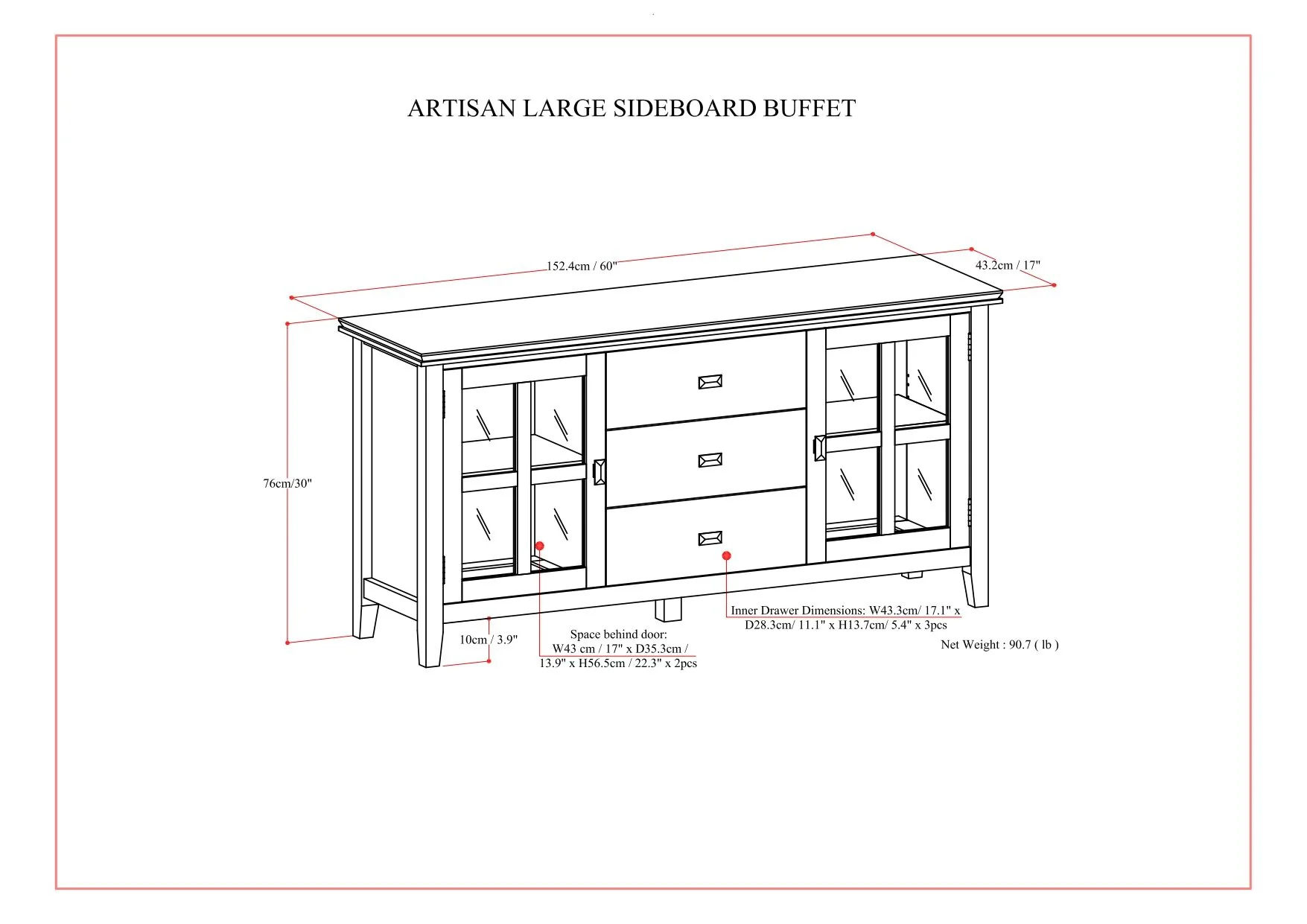 Artisan - Large Sideboard Buffet - Russet Brown - Image 8