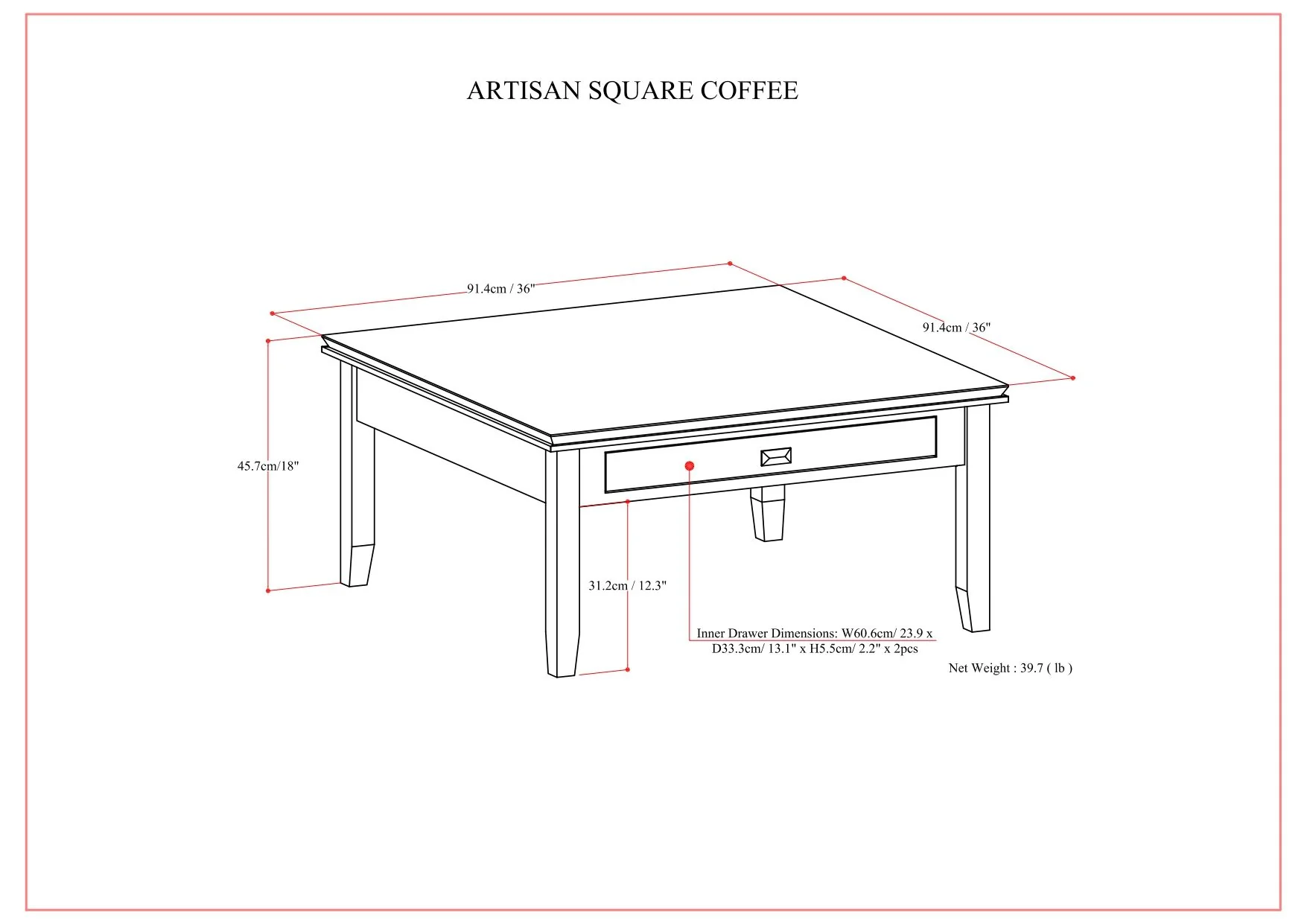 Artisan - Square Coffee Table - Russet Brown - Image 11