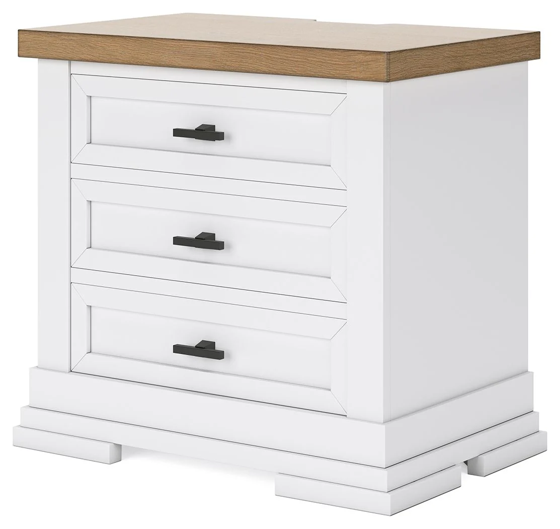 Ashbryn - Three Drawer Night Stand - White / Natural - Image 6