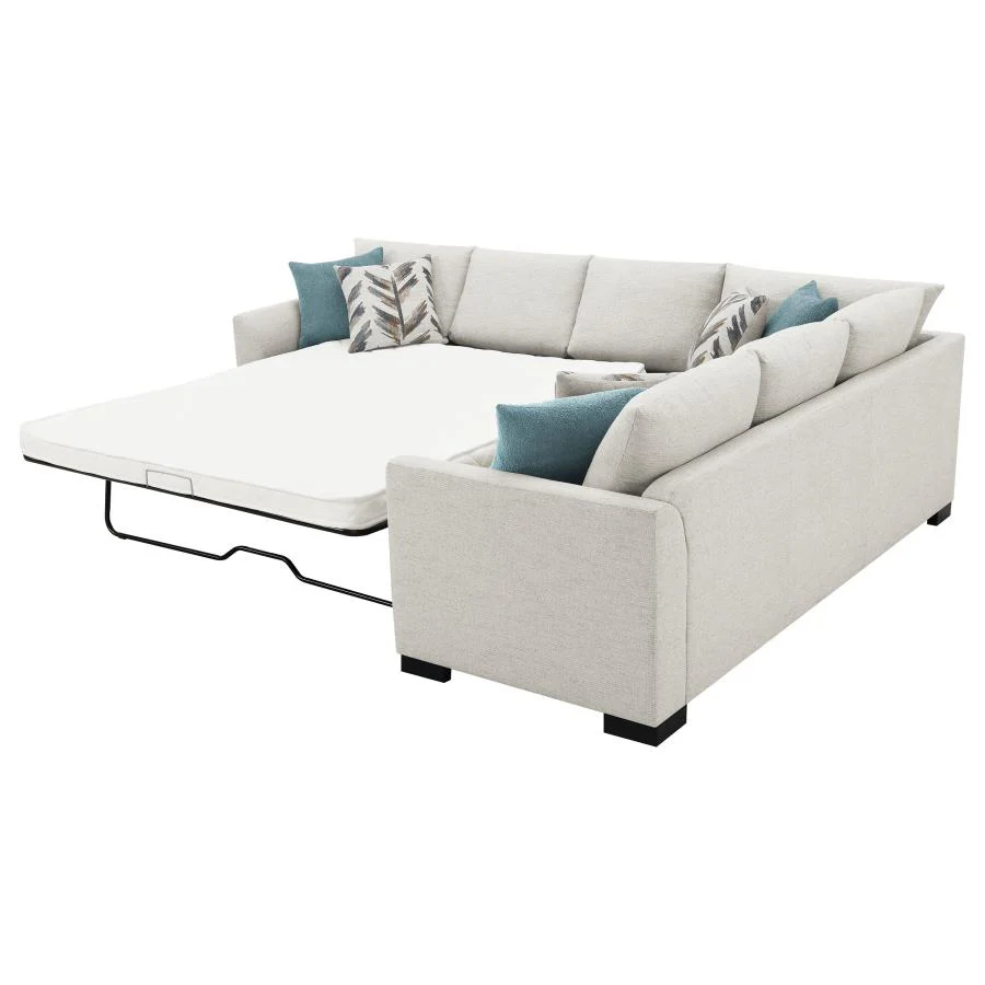 Ashford - Chenille Upholstered Sleeper Sectional Sofa - Greige - Image 8