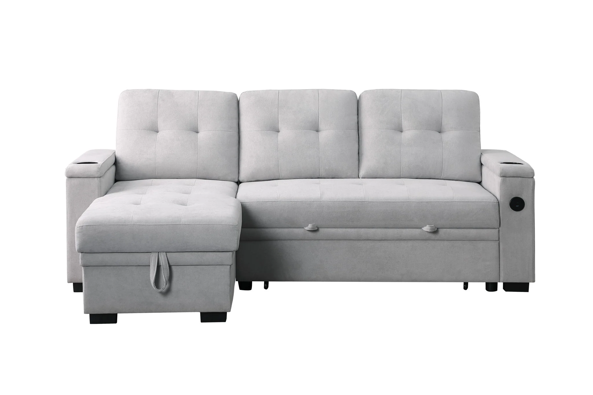 Ashlyn II - 84"W Woven Fabric Reversible Sleeper Sectional Sofa with Storage Chaise - Image 34
