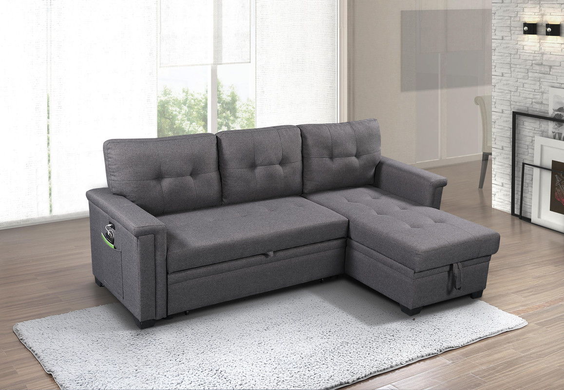Ashlyn - Reversible Sleeper Sectional Sofa With Storage Chaise, USB Charging Ports And Pocket - Image 5
