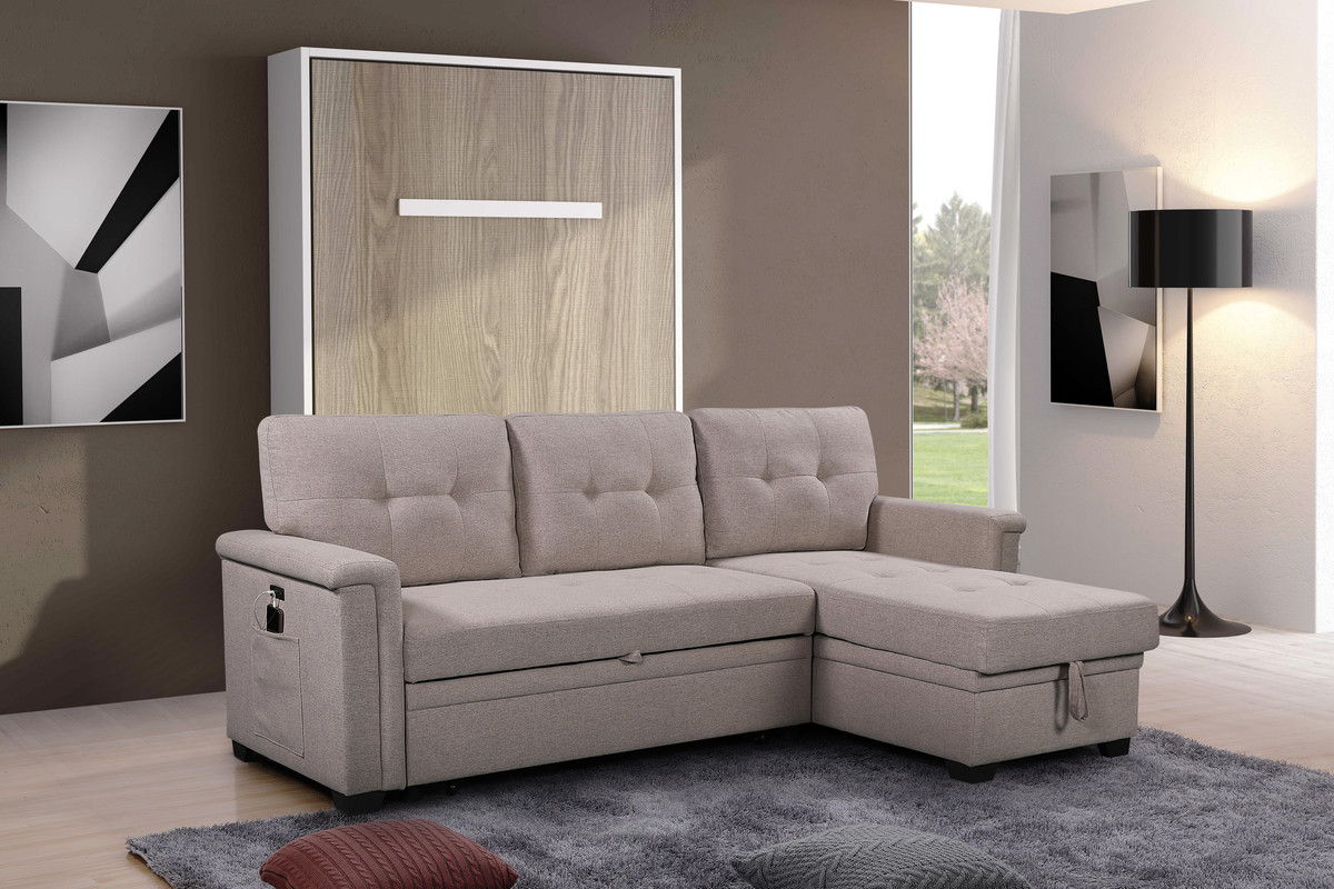 Ashlyn - Reversible Sleeper Sectional Sofa With Storage Chaise, USB Charging Ports And Pocket - Image 9