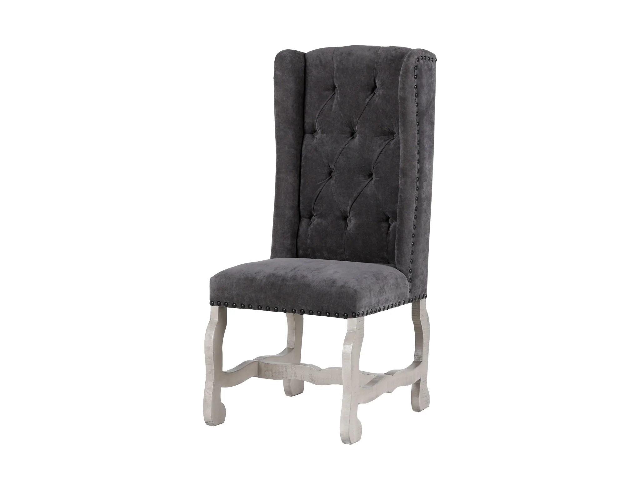 Aspen Grey 7-Piece Solid Wood Dining Room Set with Tufted Wingback Chairs - Image 5
