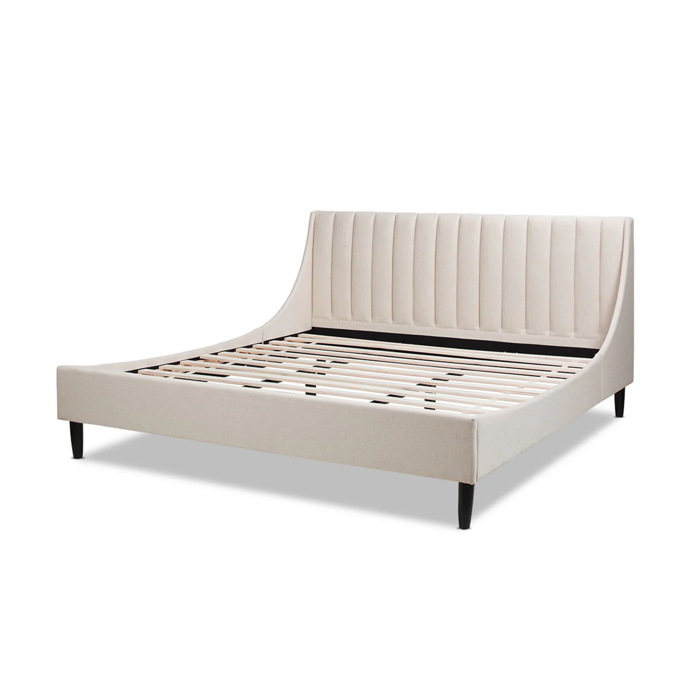 Aspen - King Vertical Tufted Headboard Platform Bed Set - Light Beige - Image 5