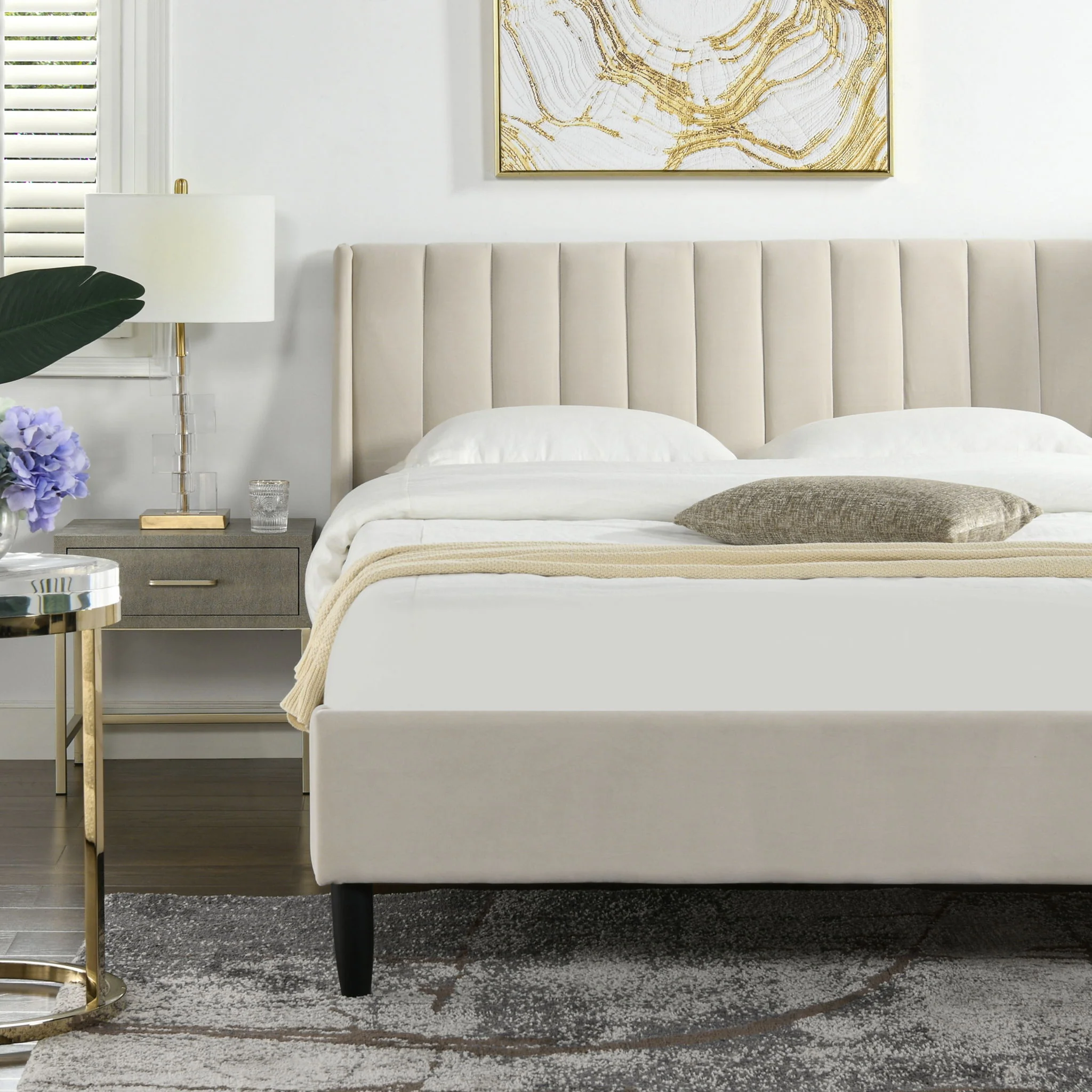Aspen - Vertical Tufted Modern Headboard Platform Bed Set - Image 147