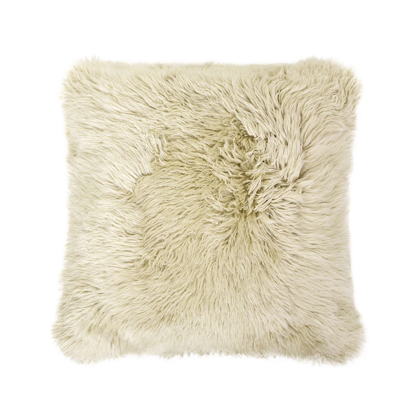 Astrid - Square New Zealand Sheepskin Accent Throw Pillow Cover With Feather Insert - Taupe / Natural - Image 5