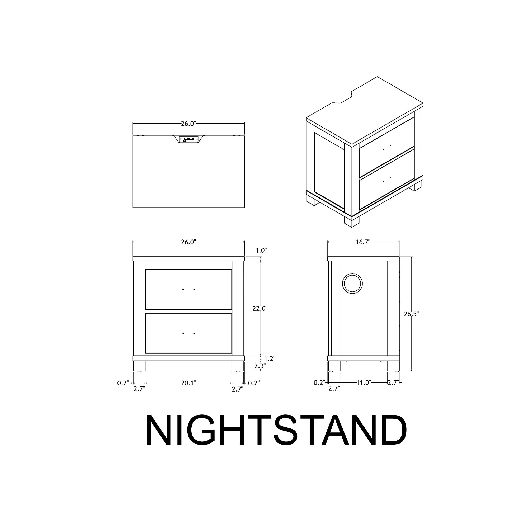 Augusta - Nightstand With Top, 2 Drawers, Block Feet - Beige Brown - Image 5