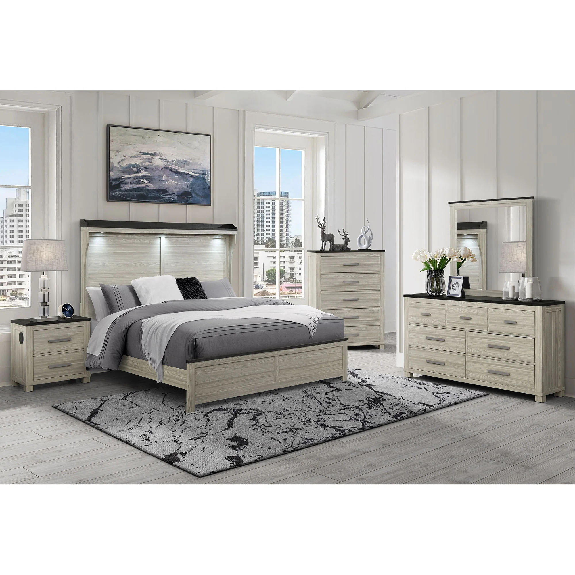 Augusta - Nightstand With Top, 2 Drawers, Block Feet - Beige Brown - Image 6