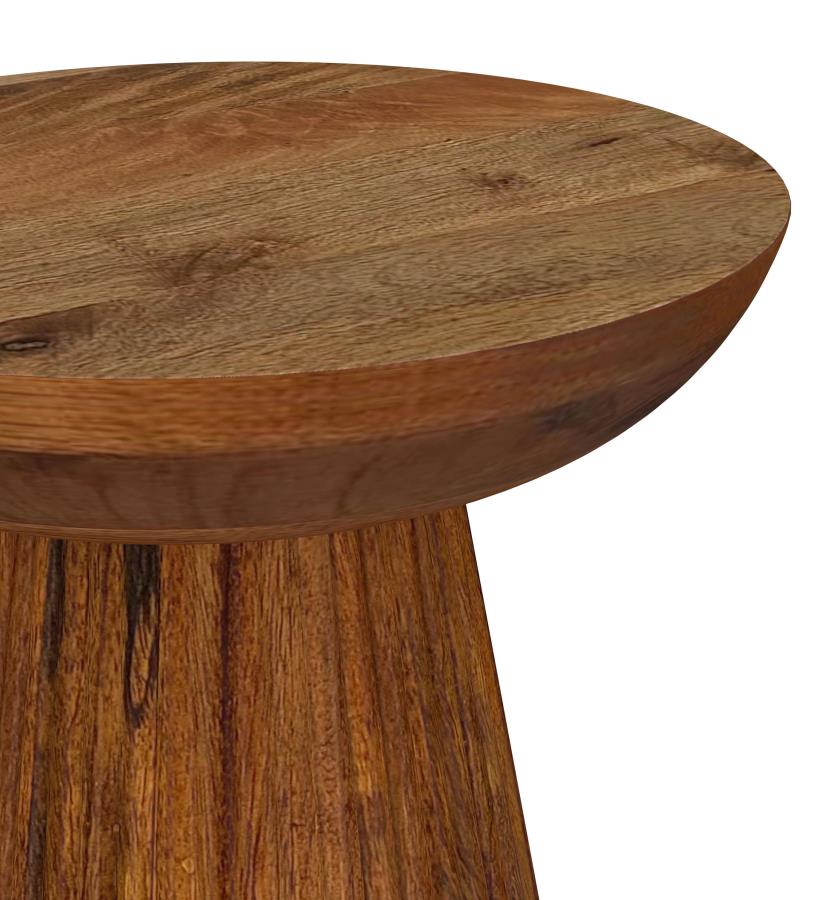 Aureo - Round Solid Wood Accent Side Table - Wild Honey - Image 3