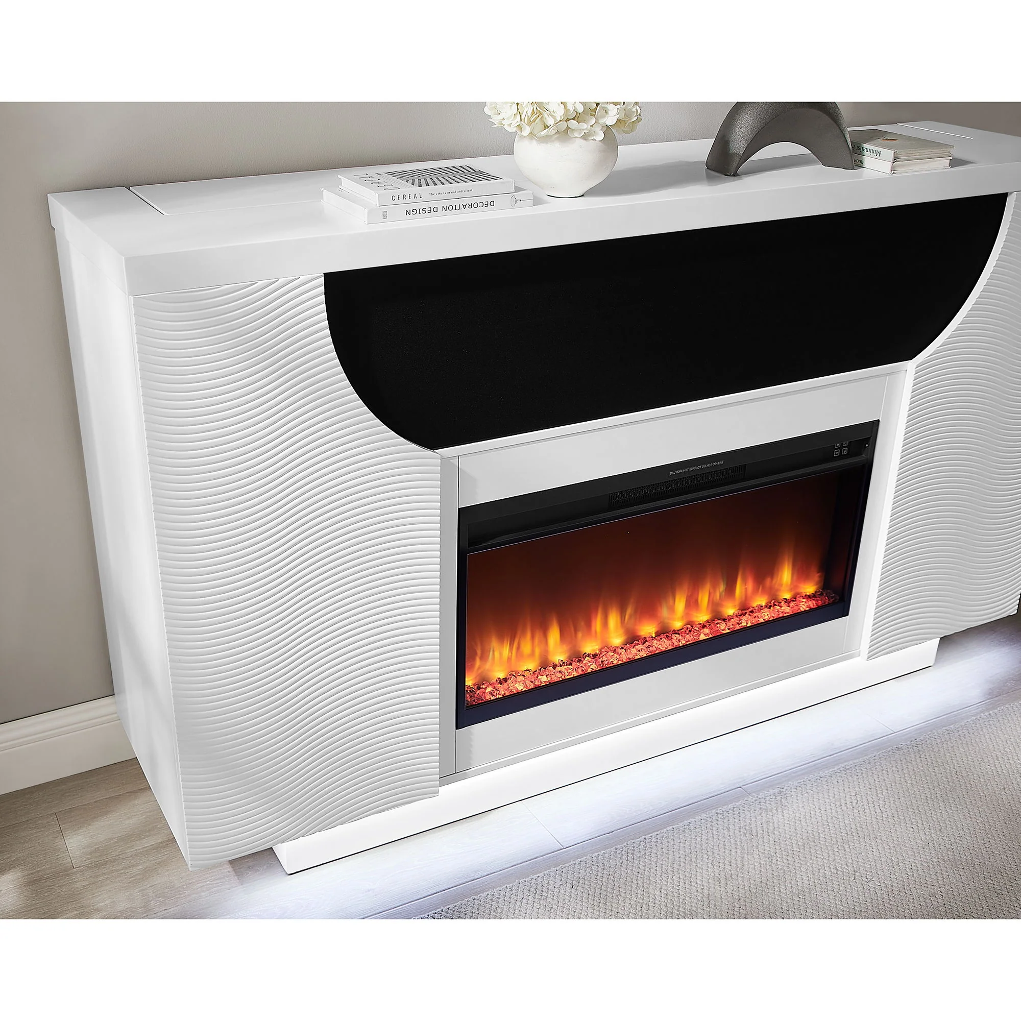 Aurora - Fireplace TV Lift With Adjustable Temperature And LED Colors - White - Image 7