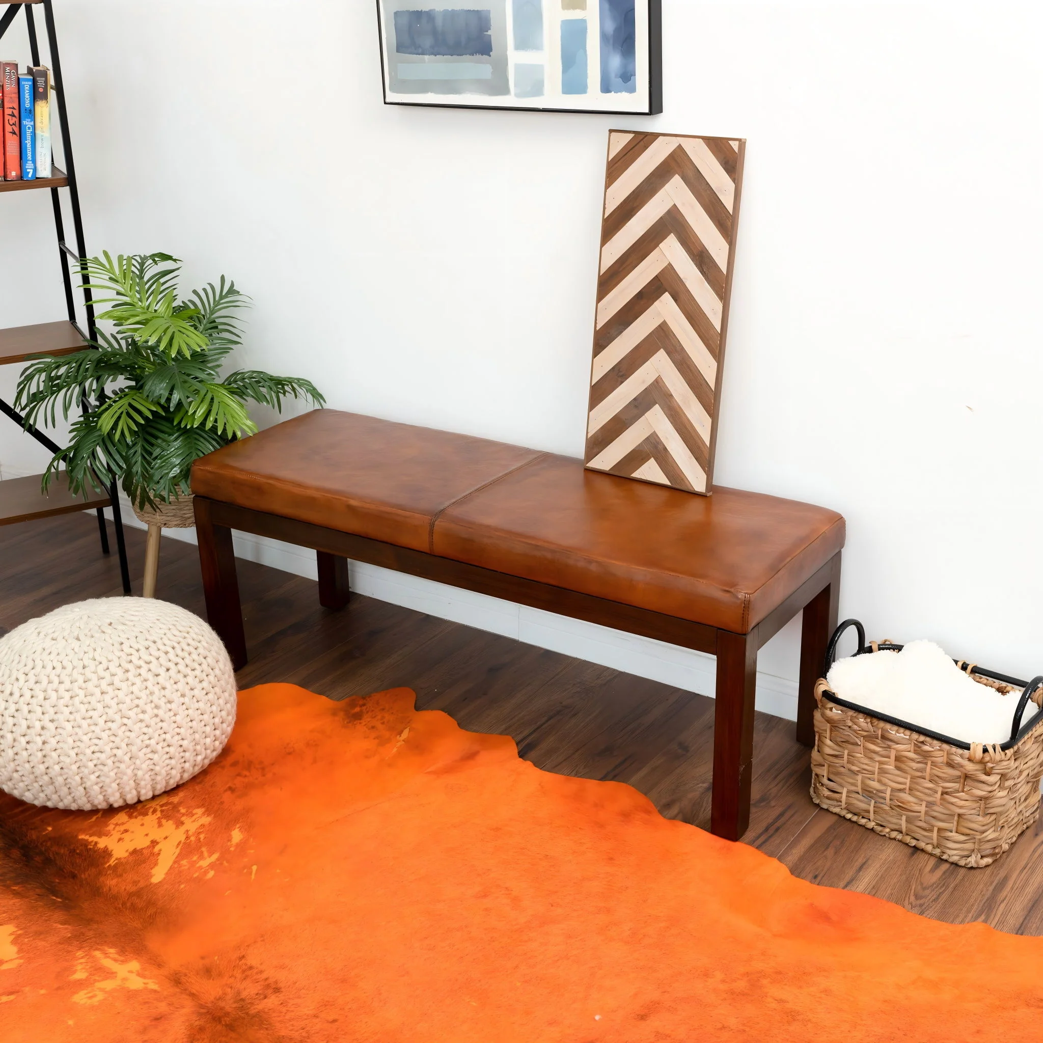 Austin - Bench With Lines - Antique Brown / Brown / Rustic / Tan - Image 5