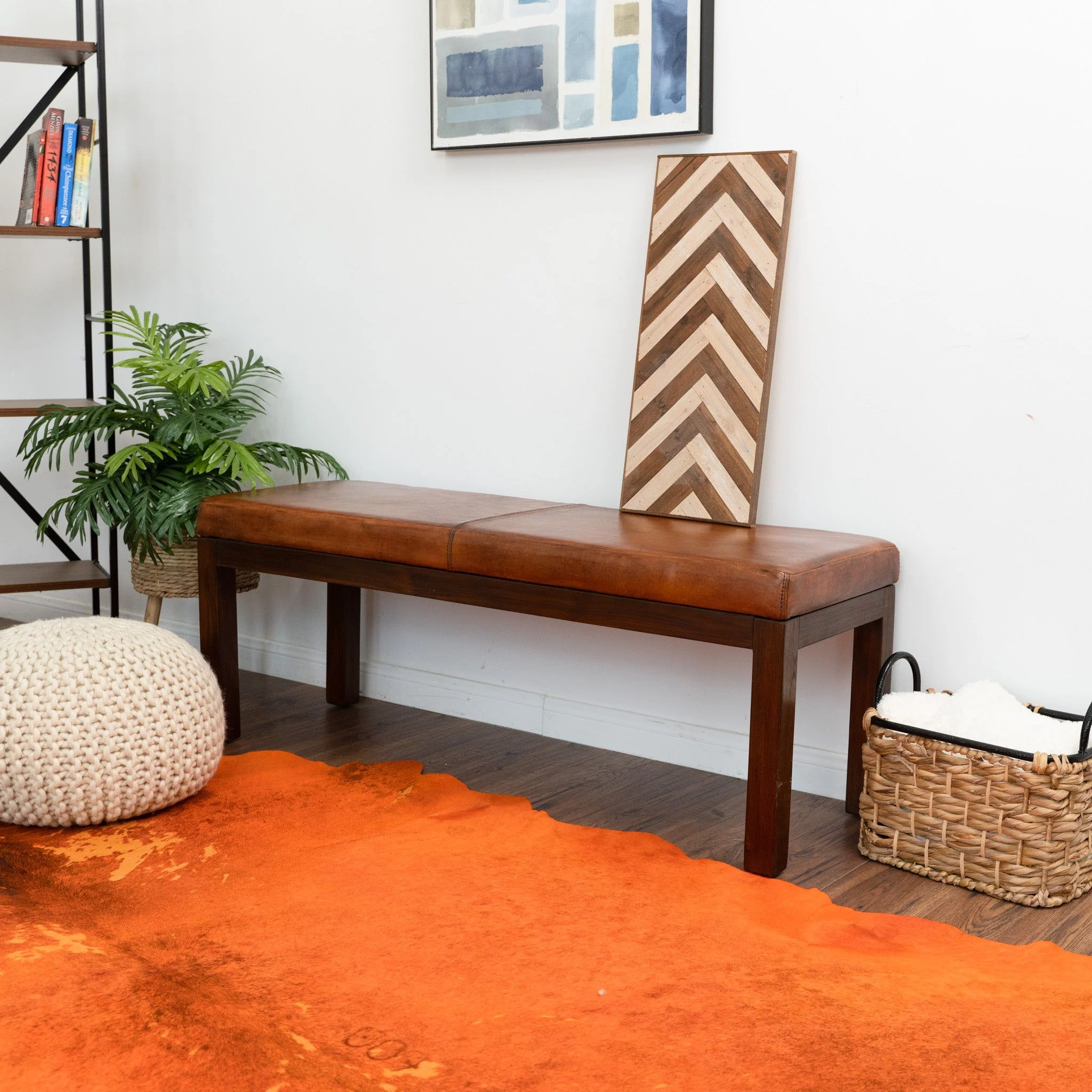 Austin - Bench With Lines - Antique Brown / Brown / Rustic / Tan - Image 6