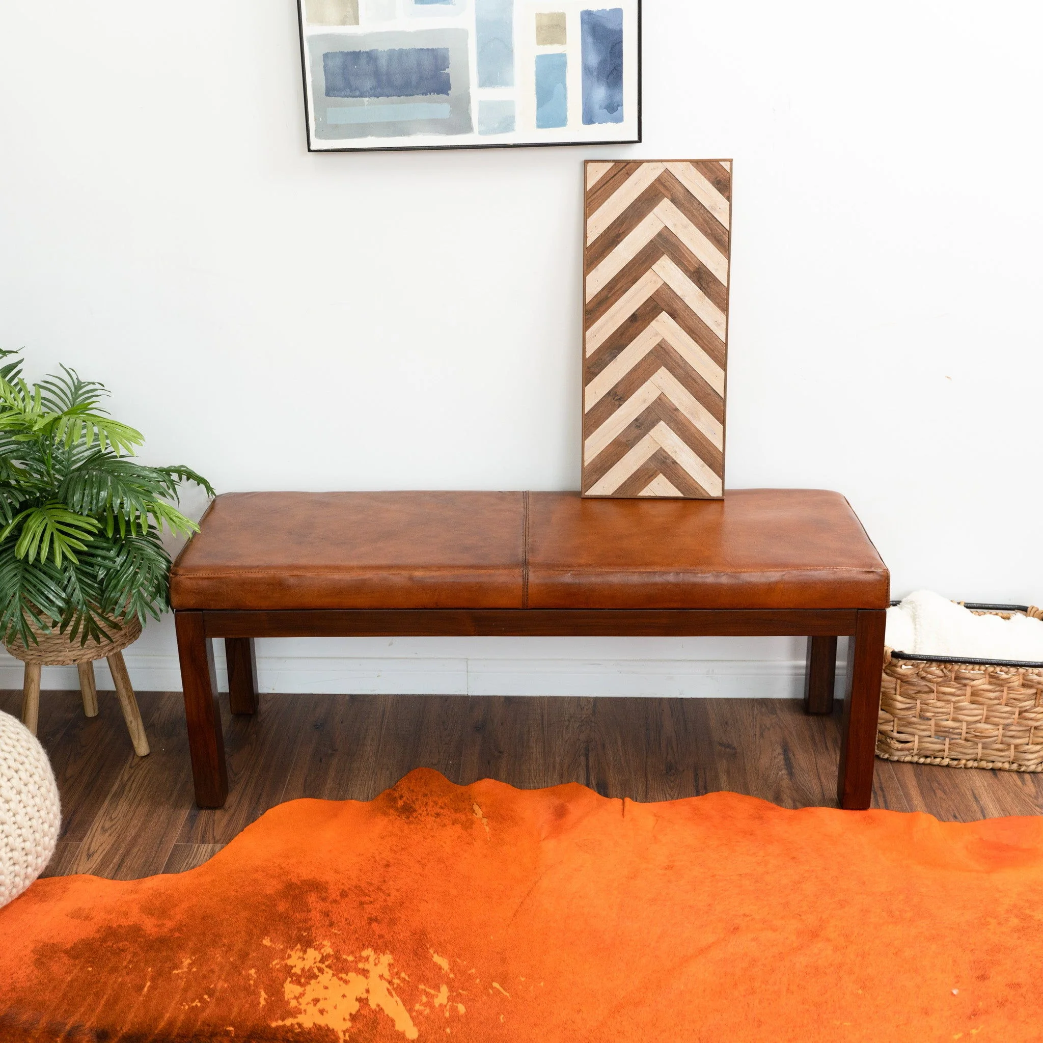 Austin - Bench With Lines - Antique Brown / Brown / Rustic / Tan - Image 7