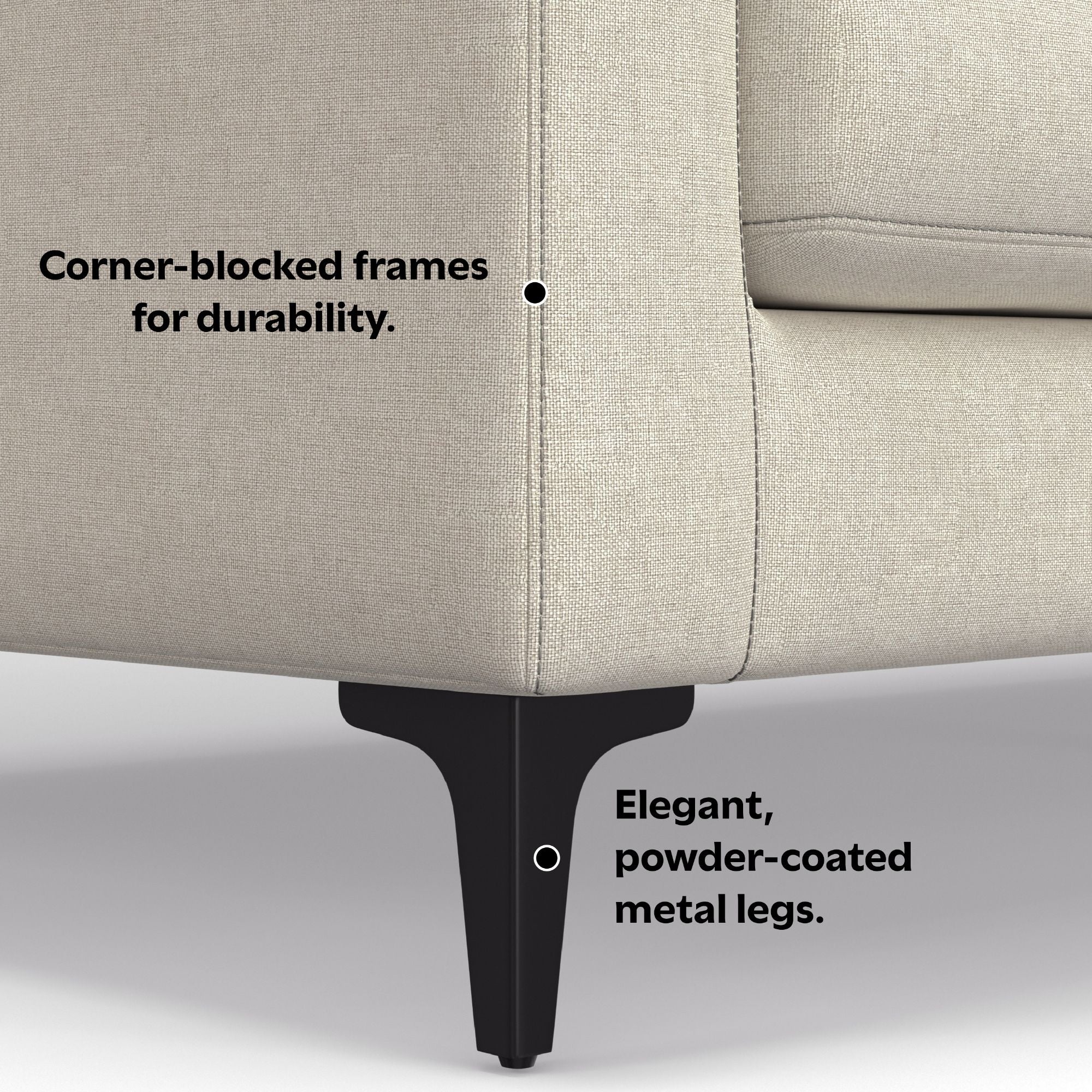 Ava - Mid Century Corner Sectional Sofa Handcrafted - Image 7