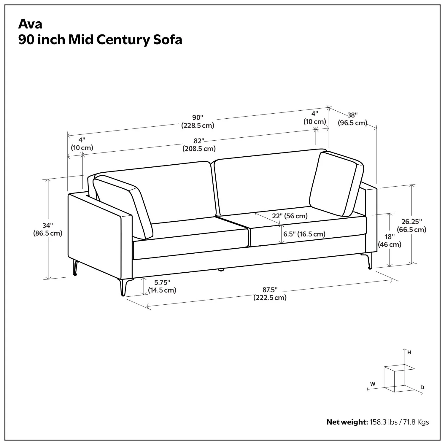 Ava - Mid Century Sofa, Upholstered - Image 13