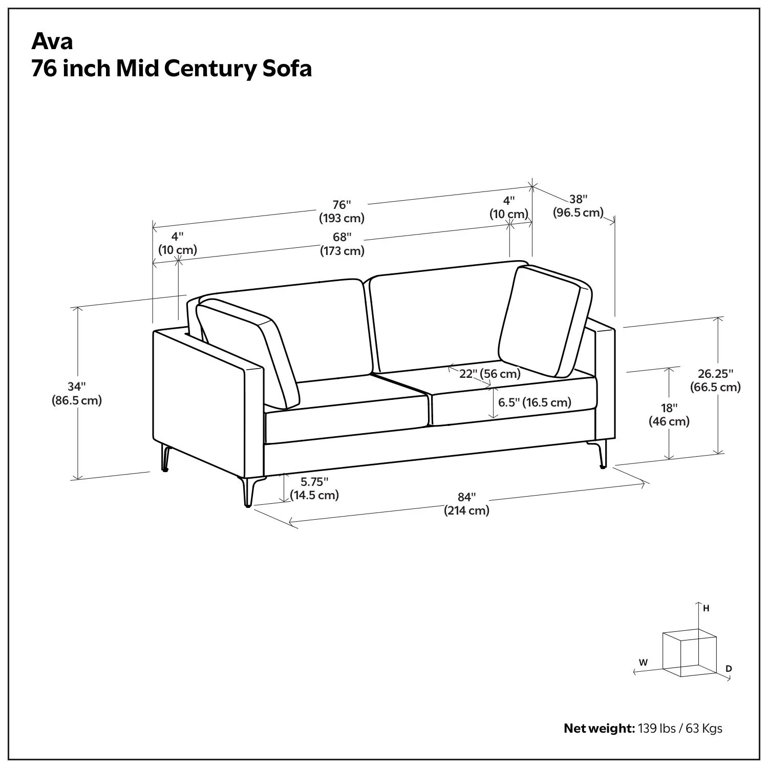 Ava - Mid Century Sofa, Upholstered - Image 18