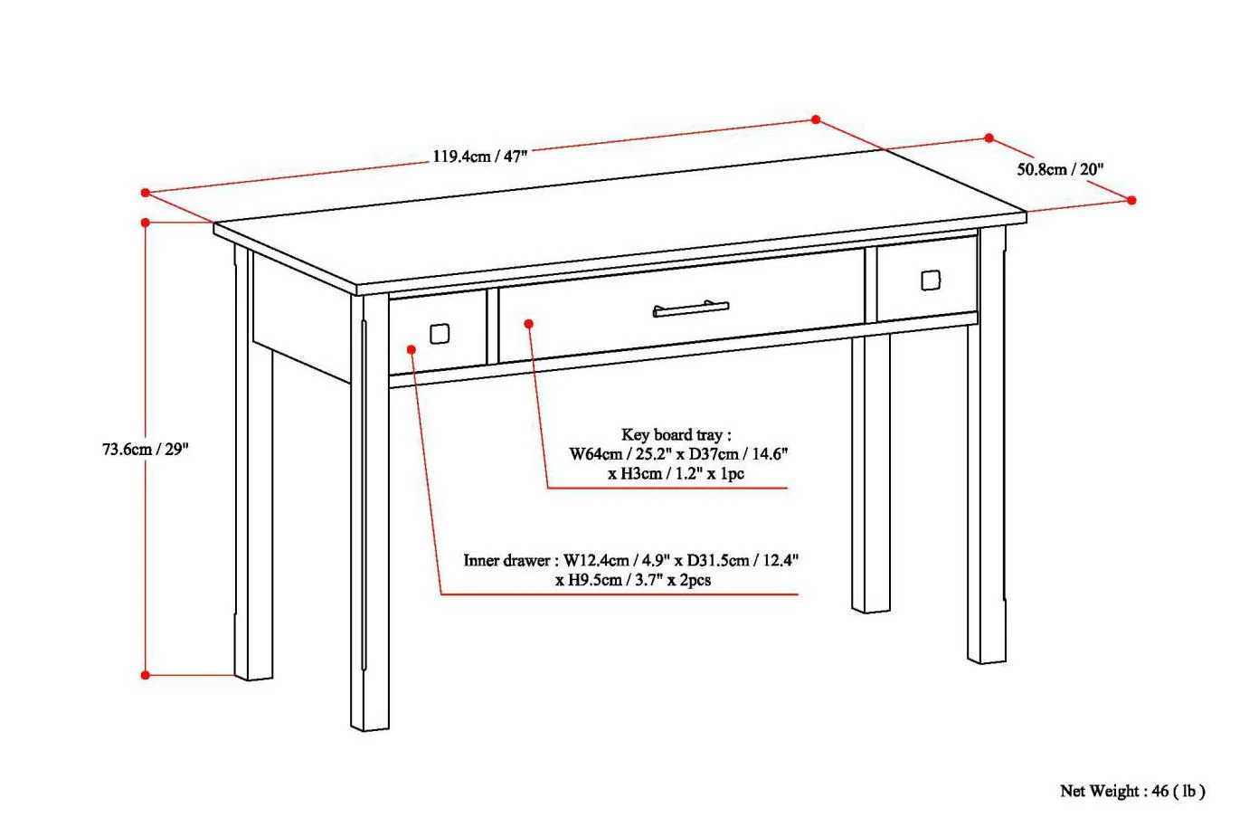 Avalon - Handcrafted Writing Office Desk - Image 5