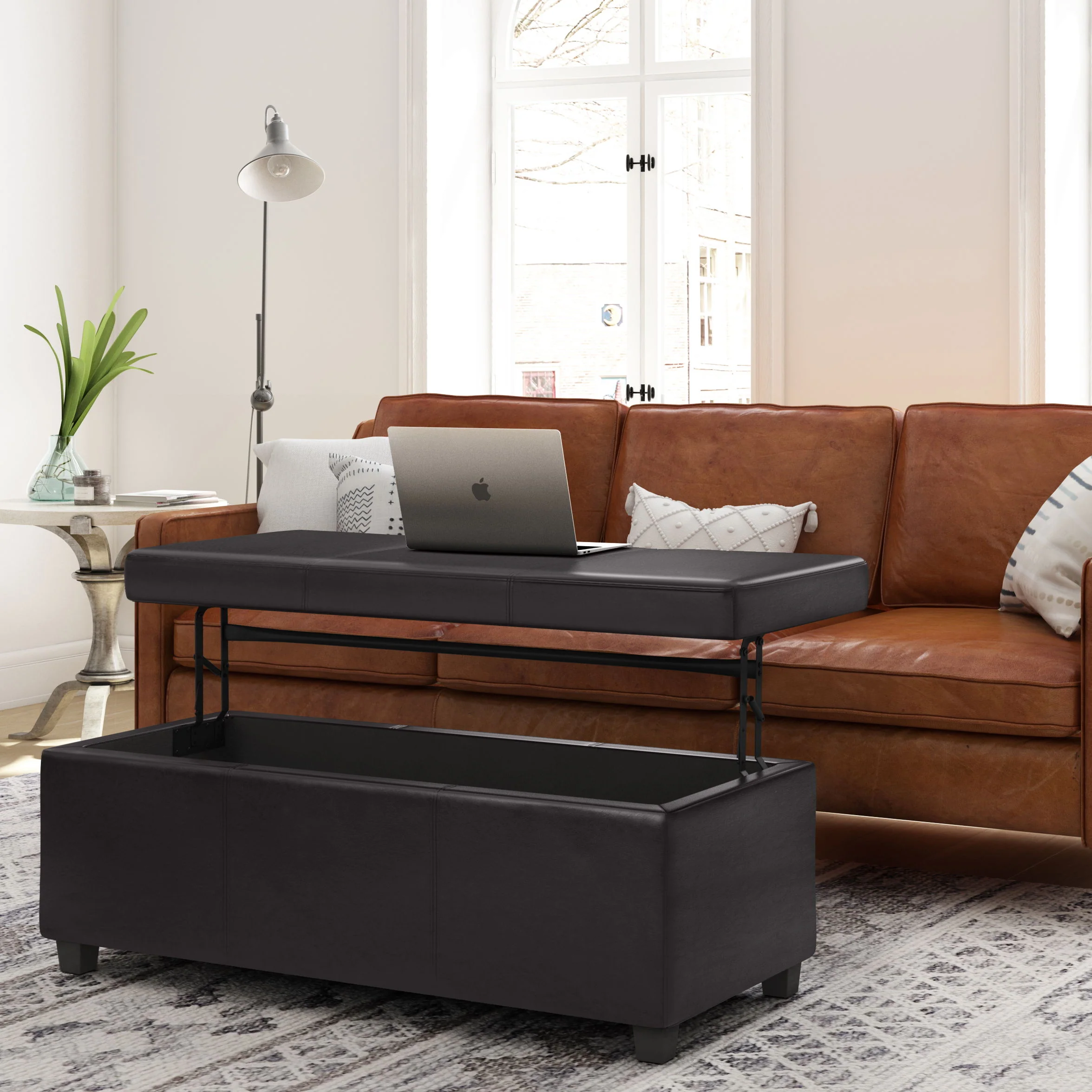 Avalon - Lift Top Rectangular Storage Ottoman - Tanners Brown - Image 7