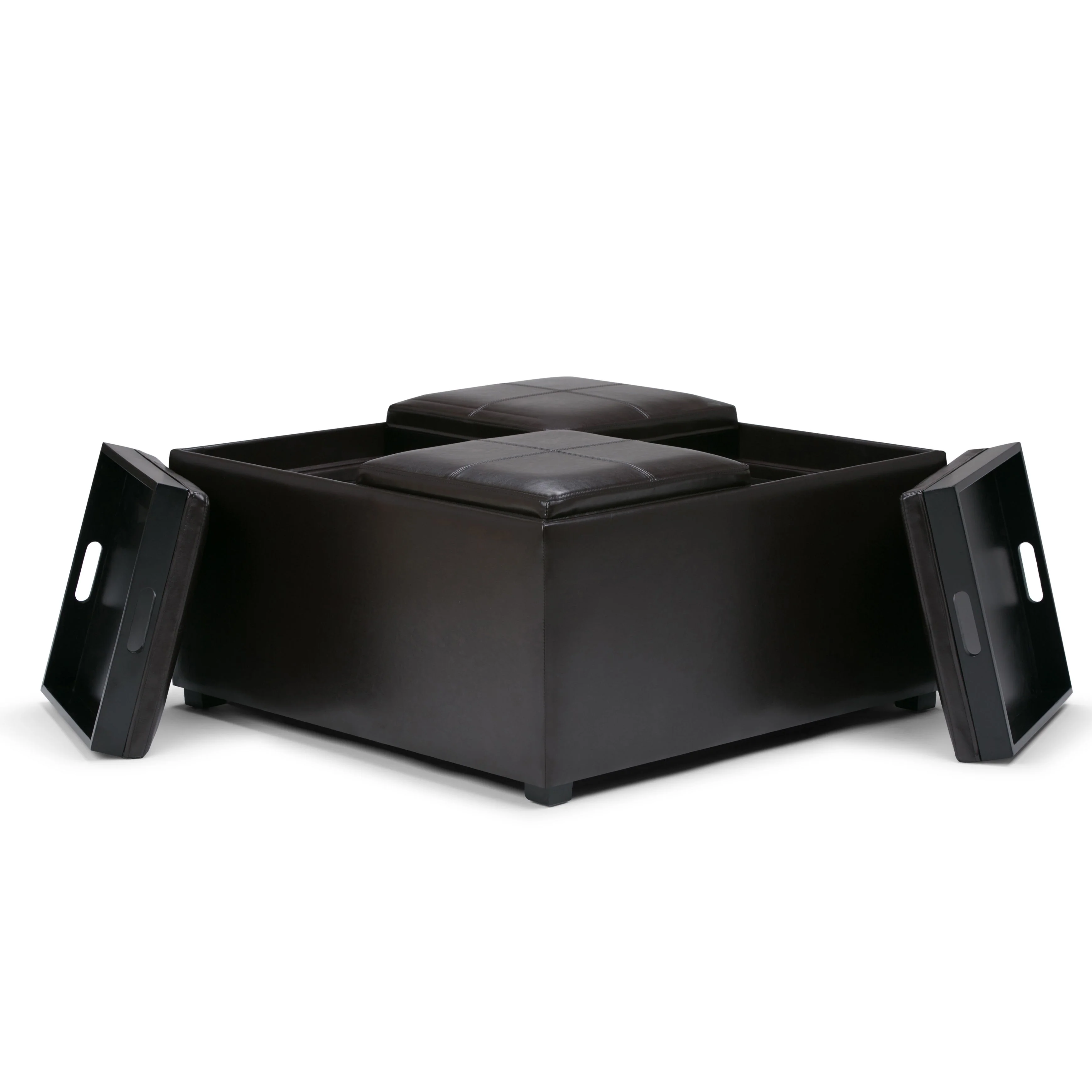 Avalon - Square Coffee Table Storage Ottoman - Tanners Brown - Image 4