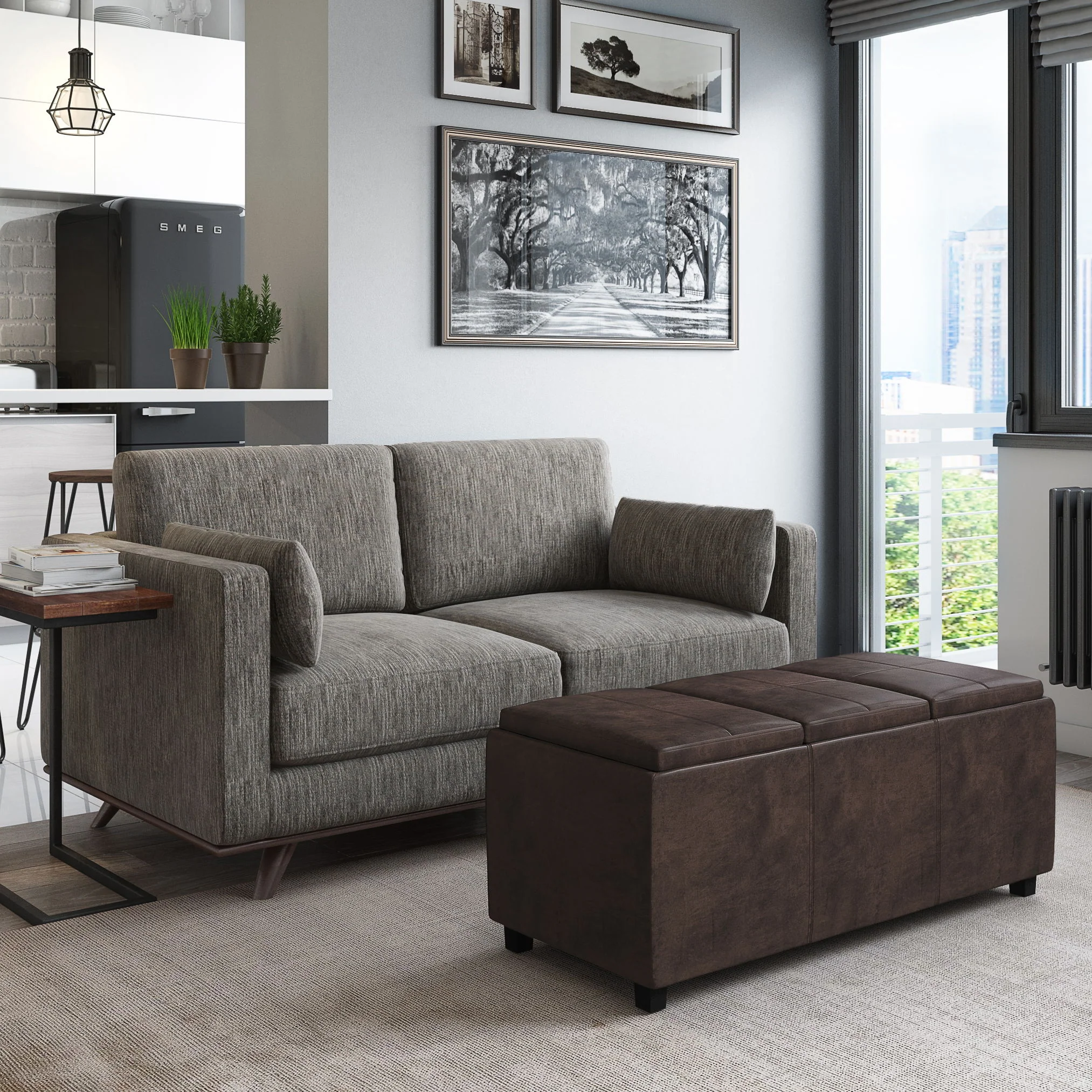 Avalon - Storage Ottoman - Distressed Brown - Image 3