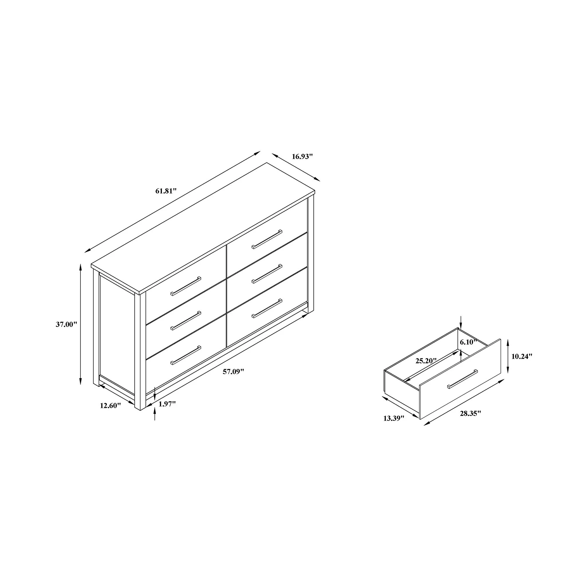 Avery - Dresser, Spacious Drawers, Block Feet - Beige - Image 2