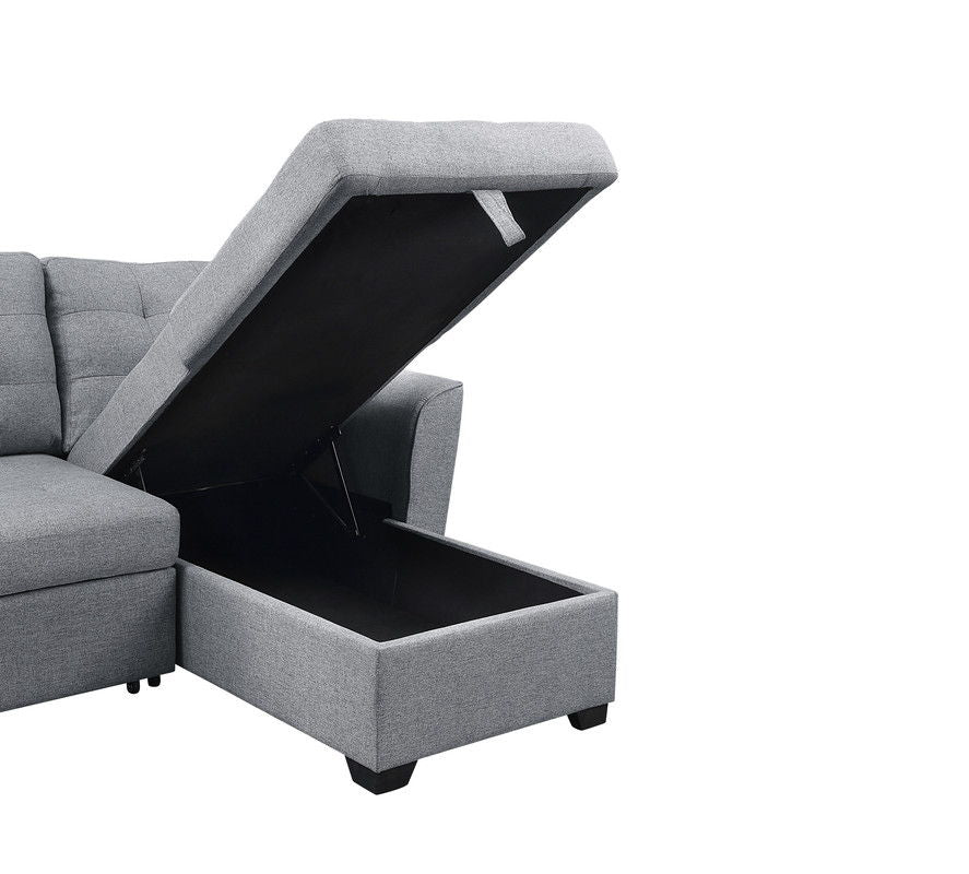 Avery - Sleeper Sectional Sofa With Reversible Storage Chaise - Light Gray - Image 2