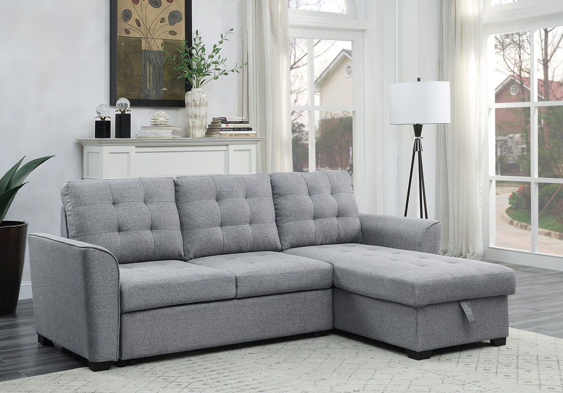 Avery - Sleeper Sectional Sofa With Reversible Storage Chaise - Light Gray - Image 3