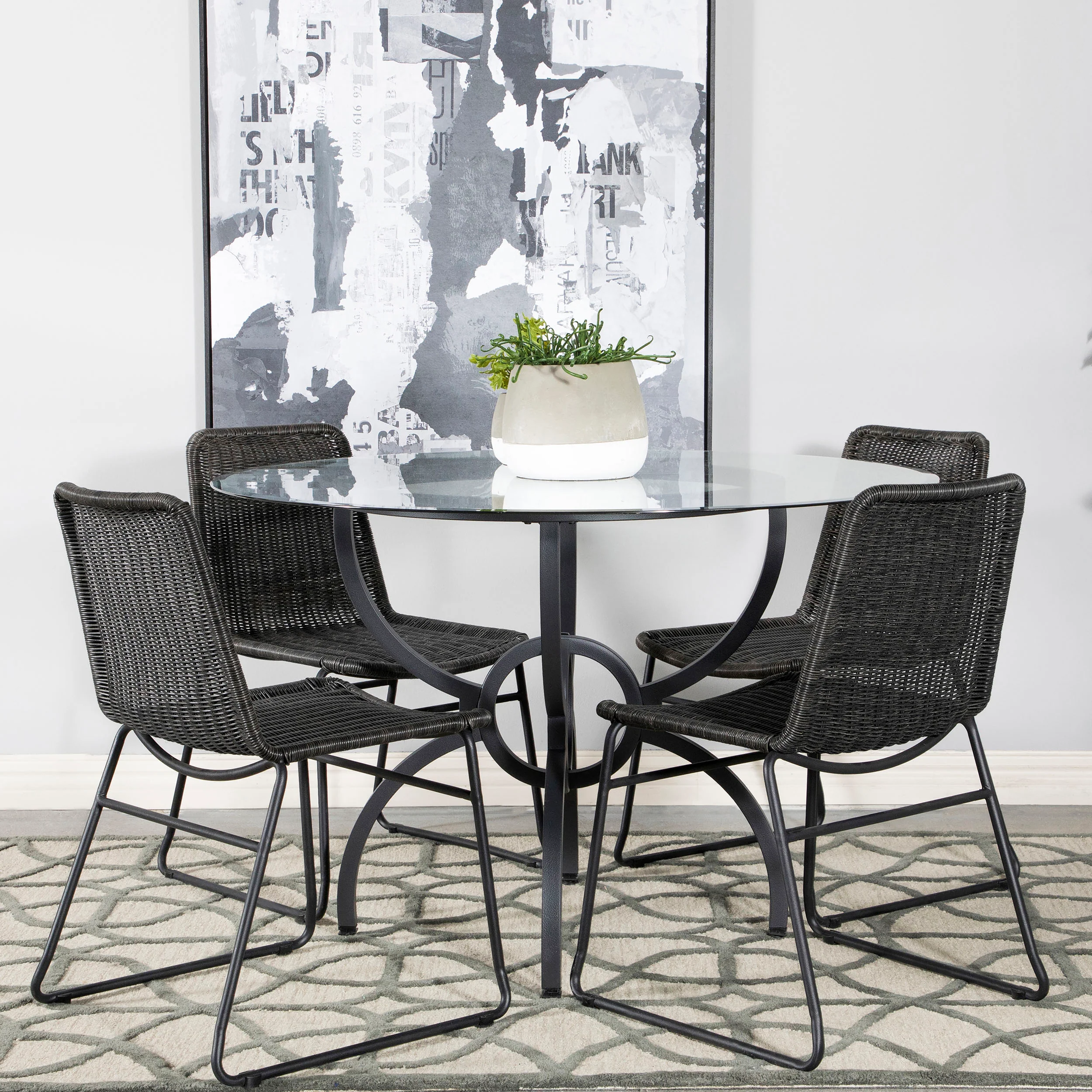 Aviano 5-piece Round Glass Top Dining Table Set Gunmetal - Image 10