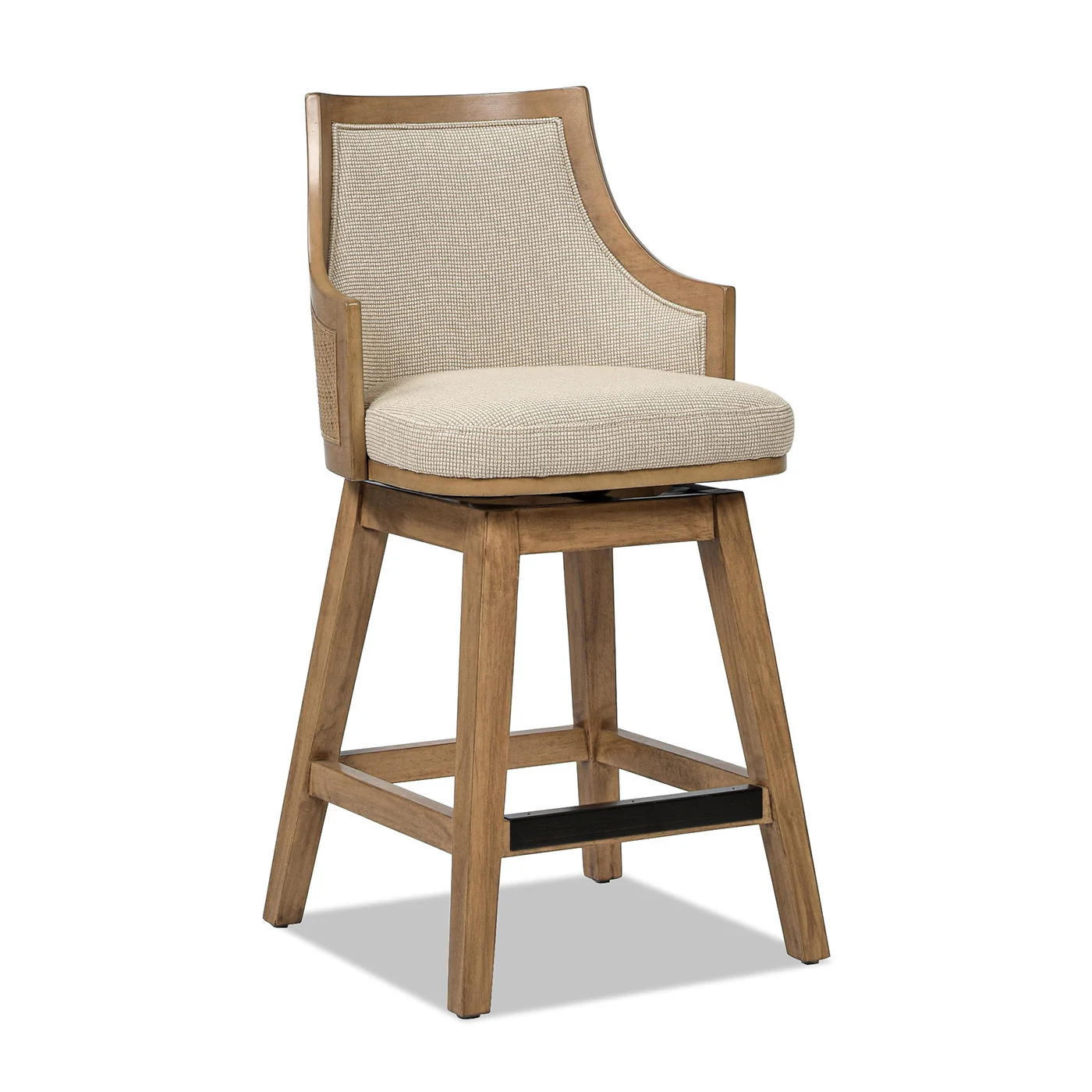Bahama - Cane High Back Swivel Counter Stool With Recessed Arms Textured Weave - Taupe Beige - Image 8