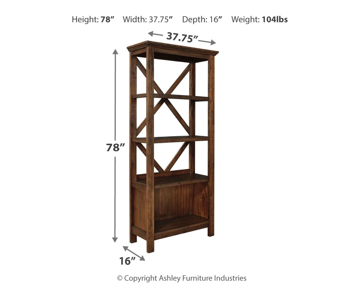 Baldridge - Large Bookcase - Rustic Brown - Image 2