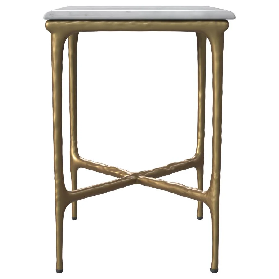 Baldwin - Rectangular Marble Top Side Table - White And Gold - Image 5