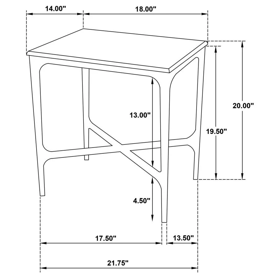 Baldwin - Rectangular Marble Top Side Table - White And Gold - Image 7